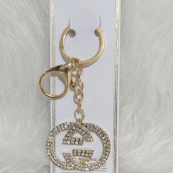 Accessories - Gold Keychain with Crystal Accents